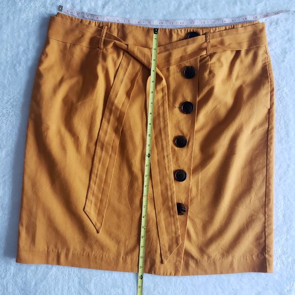 BODEN Leonora Blended Linen Belted Front Button A Cut Midi Skirt Orange SZ 16R - Picture 10 of 13